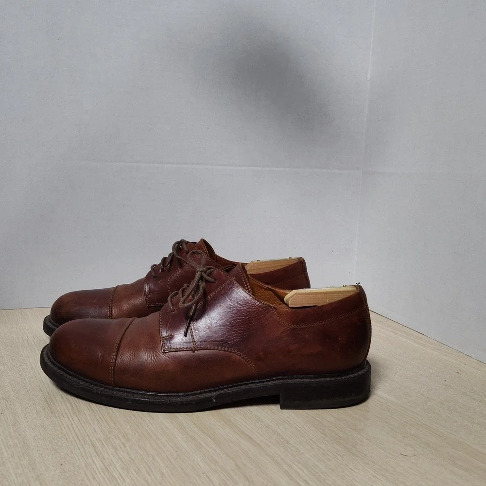 Johnston‎ & Murphy Men 10.5 Brown Leather Cap Toe Oxford Dress Shoes Handcrafted